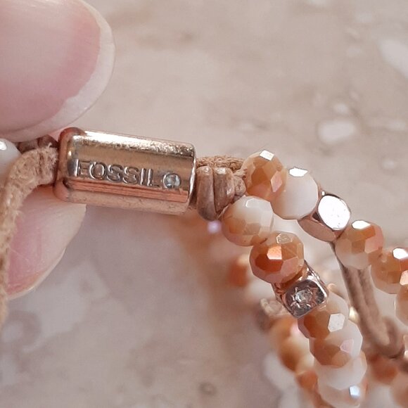 Fossil Delicate Peach & Cream Bead Bracelet - Picture 6 of 9